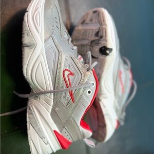 Nike Wmns M2K Tekno "Metallic Silver" sneaker with red accents women’s size 8.5